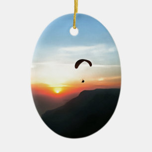 Ornamento De Cerâmica Sunset Paraglide Wanderlust Arte Esportiva Extreme