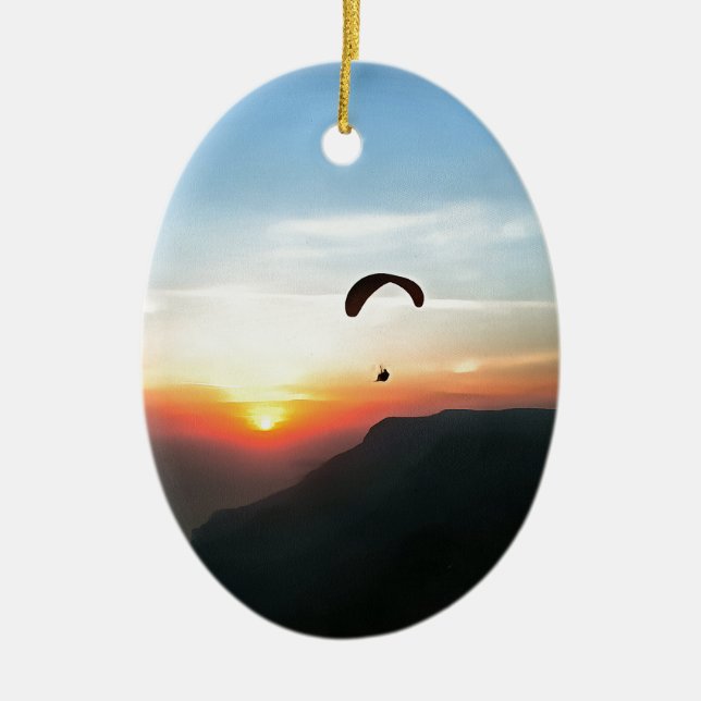 Ornamento De Cerâmica Sunset Paraglide Wanderlust Arte Esportiva Extreme (Frente)