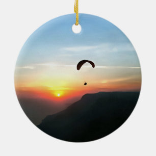 Ornamento De Cerâmica Sunset Paraglide Wanderlust Arte Esportiva Extreme