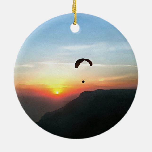 Ornamento De Cerâmica Sunset Paraglide Wanderlust Arte Esportiva Extreme (Traseira)