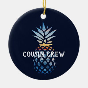 Ornamento De Cerâmica Sunset Tropical de Ananás Personalizado