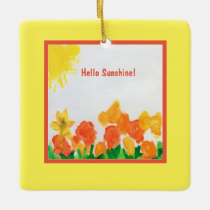 Ornamento De Cerâmica Sunshine Watercolor Floral
