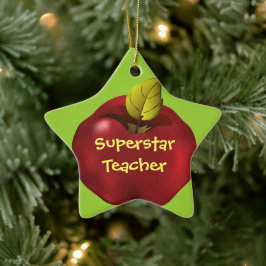 Ornamento De Cerâmica Super-estrela Professor Red Apple Natal