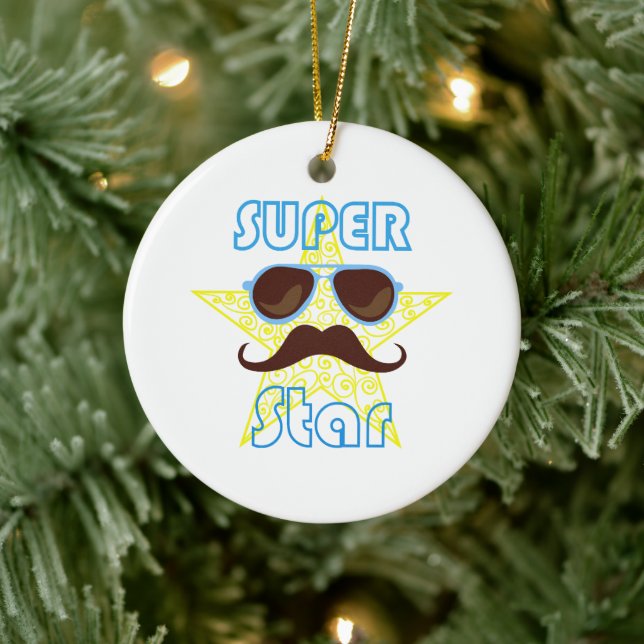 Ornamento De Cerâmica Super Star de óculos de sol e bigode (Árvore)