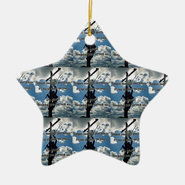 Ornamento De Cerâmica Suporte a seu Lineman (Frente)