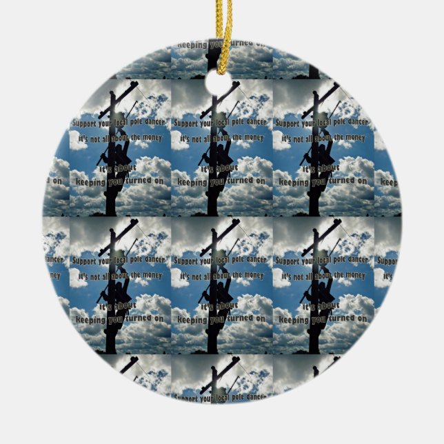 Ornamento De Cerâmica Suporte a seu Lineman (Frente)