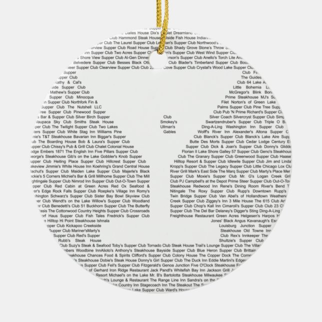 Ornamento De Cerâmica Supper Clubs of Wisconsin - Martini (Frente)