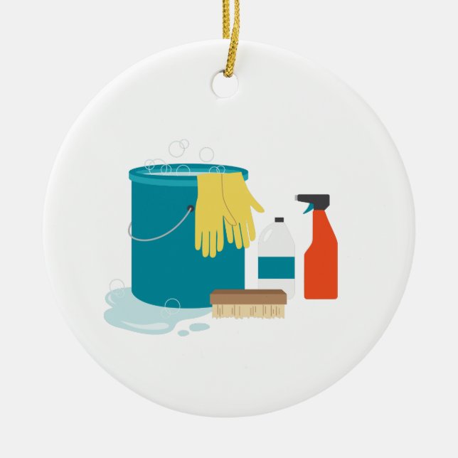 Ornamento De Cerâmica Suprimentos de limpeza (Frente)