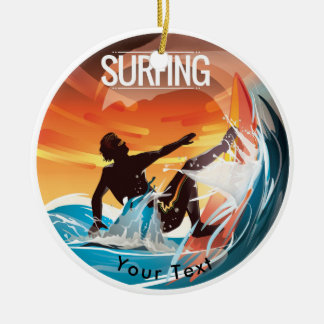 Ornamento De Cerâmica SURF ESPORTIVO em ondas coloridas