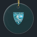 Ornamento De Cerâmica Surf Folly Beach Carolina do Sul<br><div class="desc">Surf Folly Beach Carolina do Sul</div>