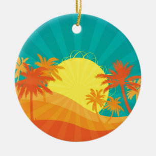Ornamento De Cerâmica Surf tropical de Sunset Beach design
