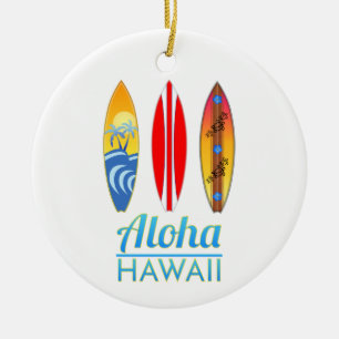 Ornamento De Cerâmica Surfboards Aloha Hawaii