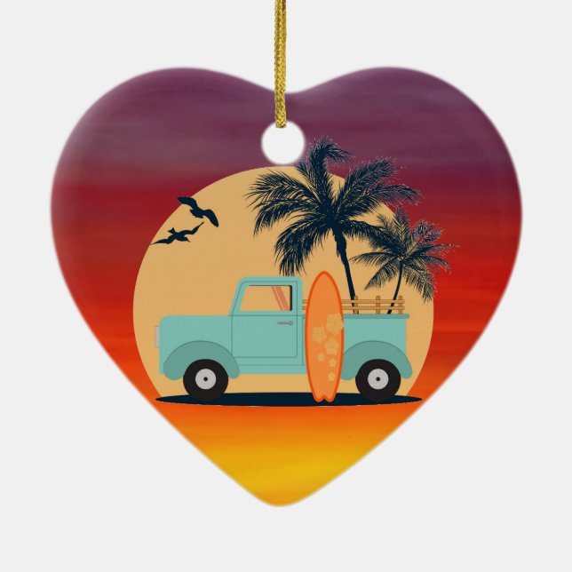 Ornamento De Cerâmica Surfing Retro (Verso)