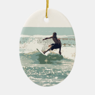 Ornamento De Cerâmica Surfista