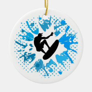 Ornamento De Cerâmica Surfista de Grunge