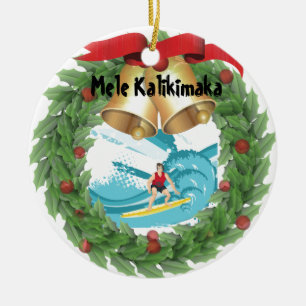 Ornamento De Cerâmica Surfista de Mele Kalikimaka