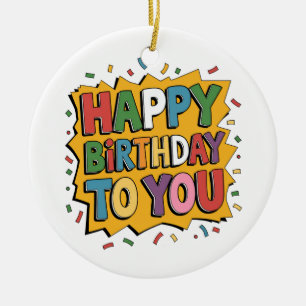 Ornamento De Cerâmica Surpresa de Histórias Feliz Aniversário