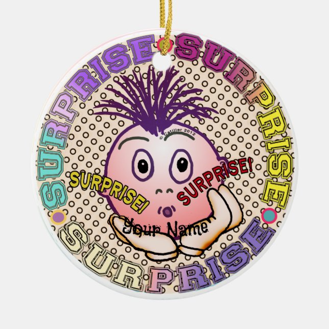 Ornamento De Cerâmica Surprised Face  (Frente)