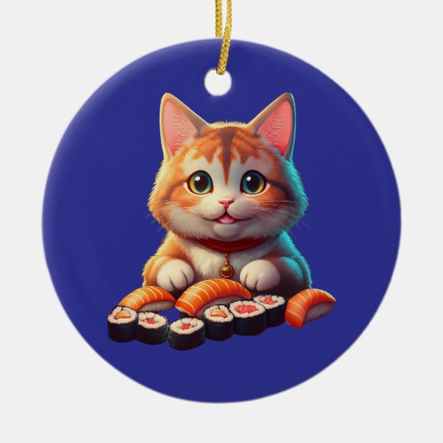 Ornamento De Cerâmica Sushi Cat (Frente)