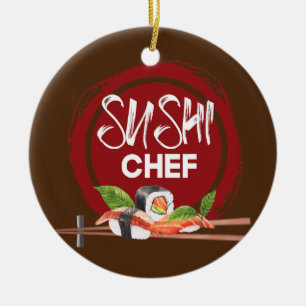 Ornamento De Cerâmica Sushi Chef Anime Kawaii Japão Cuisine Chef Comida