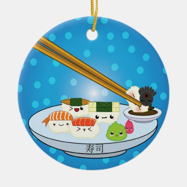 Ornamento De Cerâmica Sushi Plast DBL Sided Ornament (Frente)
