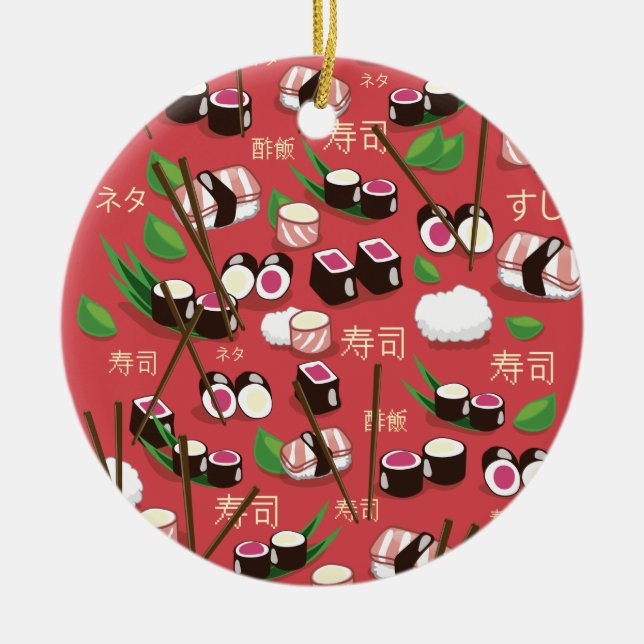 Ornamento De Cerâmica Sushi Vermelho (Frente)