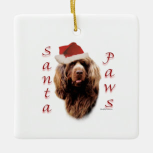 Ornamento De Cerâmica Sussex Spaniel Papais noeis Paws