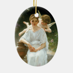 Ornamento De Cerâmica Susurros de Amor, Primeira Rêverie de Bouguereau