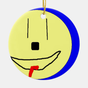 Ornamento De Cerâmica Sweet Emoji, Azul Amarelo, Arte Por Crianças :)