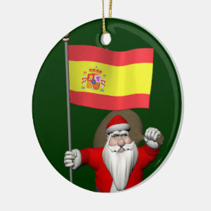 Ornamento De Cerâmica Sweet Papá Noel Waving La Rojigualda