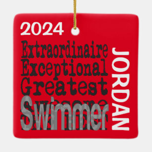 Ornamento De Cerâmica Swimmer Extraordinaire CUSTOM