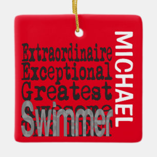 Ornamento De Cerâmica Swimmer Extraordinaire CUSTOM