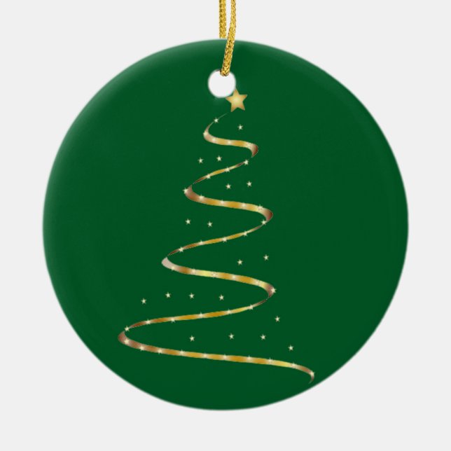 Ornamento De Cerâmica Swirl da Árvore de Natal (Frente)