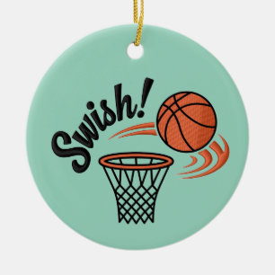 Ornamento De Cerâmica Swish Slam Dunk: Estilo de Basquete Vintage