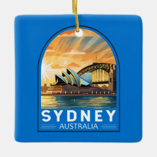 Ornamento De Cerâmica Sydney Austrália Viagem Art Vintage