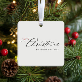 Ornamento De Cerâmica Sylish Handwritten Christmas Family Photo Name