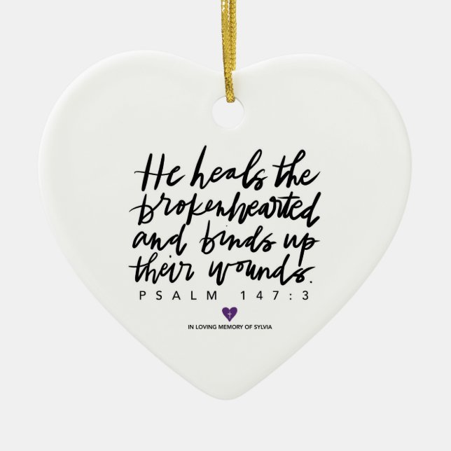 Ornamento De Cerâmica SylviasStory Psalm 147:3 Ornament (Frente)