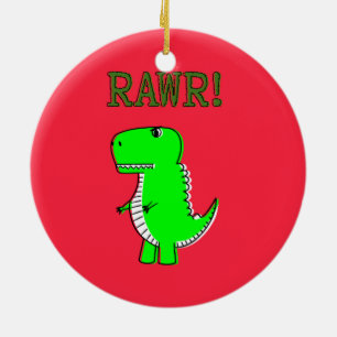 Ornamento De Cerâmica T Rex Cute Dino Red Christmas