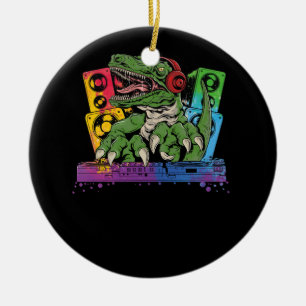 Ornamento De Cerâmica T Rex DJ Party Club Disco Jockey Shirt EDM Dance C