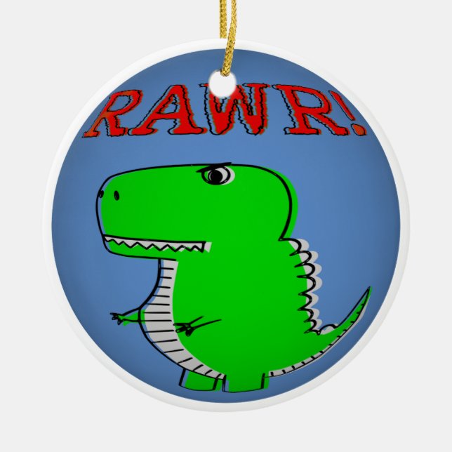 Ornamento De Cerâmica T-Rex RAWR, um desenho animado e bonito (Frente)