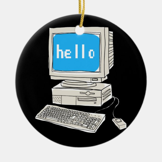 Ornamento De Cerâmica T-Shirt Cientista do Desktop de Computação (Frente)