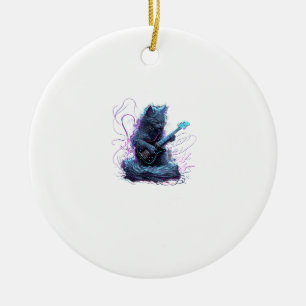 Ornamento De Cerâmica T-Shirt de Rock Gato Nebelung Tocando Guitarra Elé