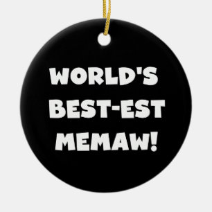 Ornamento De Cerâmica T-shirt preto e branco do Melhor-est Memaw do