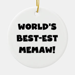 Ornamento De Cerâmica T-shirt preto e branco do Melhor-est Memaw do