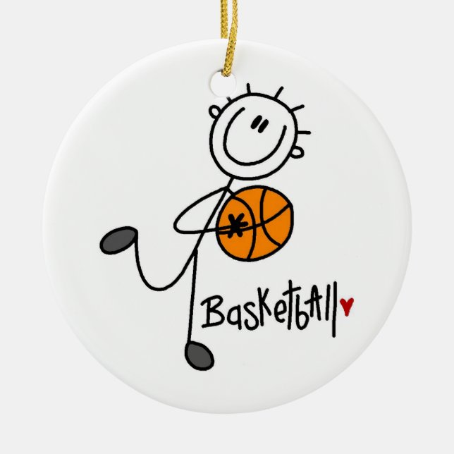 Ornamento De Cerâmica T-shirts e presentes de basquetebol de Stick Basic (Frente)