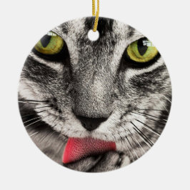 Ornamento De Cerâmica Tabby Cat Licing Paw