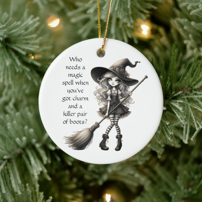 Ornamento De Cerâmica Tabitha e seus Boots - Bruxa (Árvore)