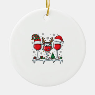 Ornamento De Cerâmica Taças de Vinho Tinto de Natal Vetor de Férias