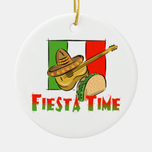 Ornamento De Cerâmica Taco do tempo da festa, Sombrero, guitarra