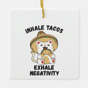 Ornamento De Cerâmica Tacos inalados exalam negatividade